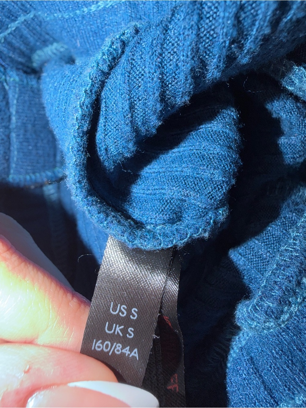 Urban Outfitters Navy Ribbed High-Waist Flare Pants - Picture 2 of 2